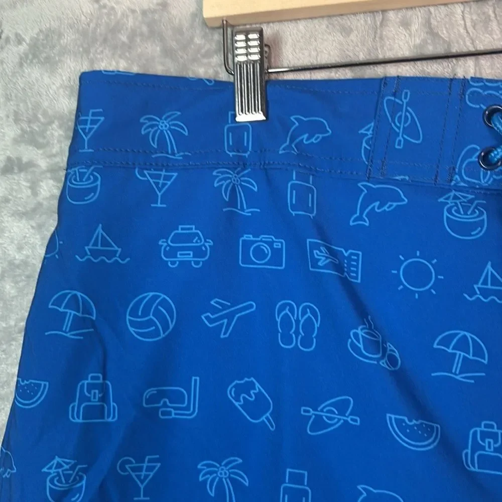 NWT New Bud Light Blue Swim Summer Board Trunks Shorts with Pockets Large